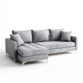 Canapé d'angle gauche 4 places gris en velours de polyester 260 x 165 x 85 cm