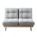 Canapé droit 2 places gris en polyester et bois d'hévéa 120 x 75 x 82 cm