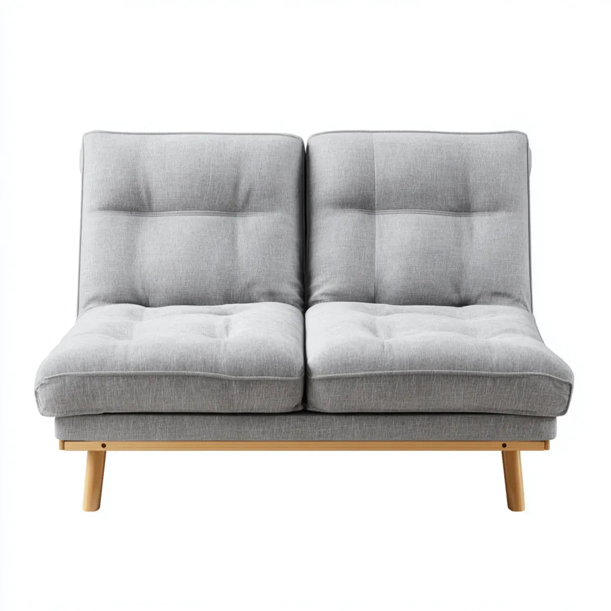 Canapé droit 2 places gris en polyester et bois d'hévéa 120 x 75 x 82 cm