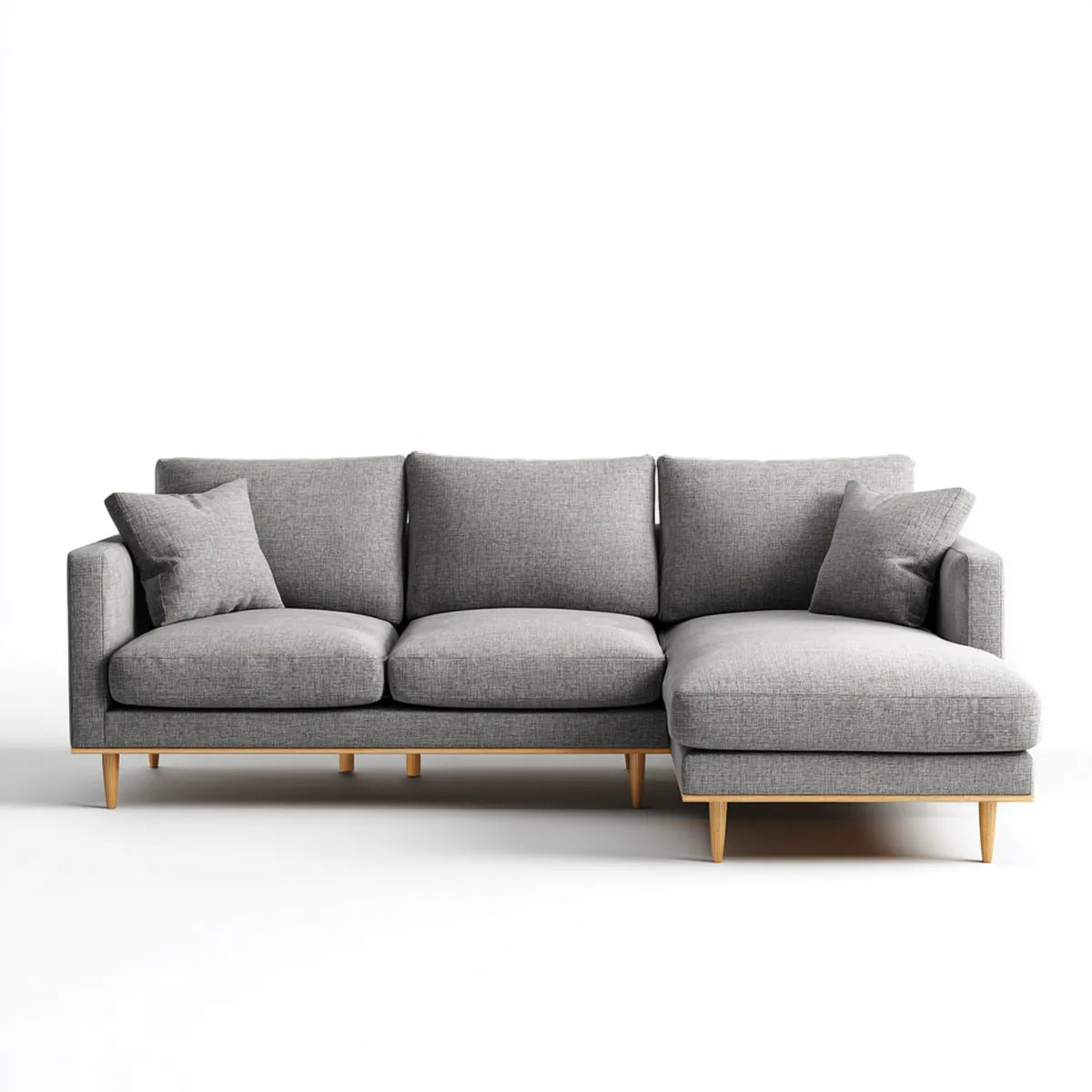 Canapé d’angle 3 places avec méridienne droite gris en polyester 260 x 160 x 85 cm