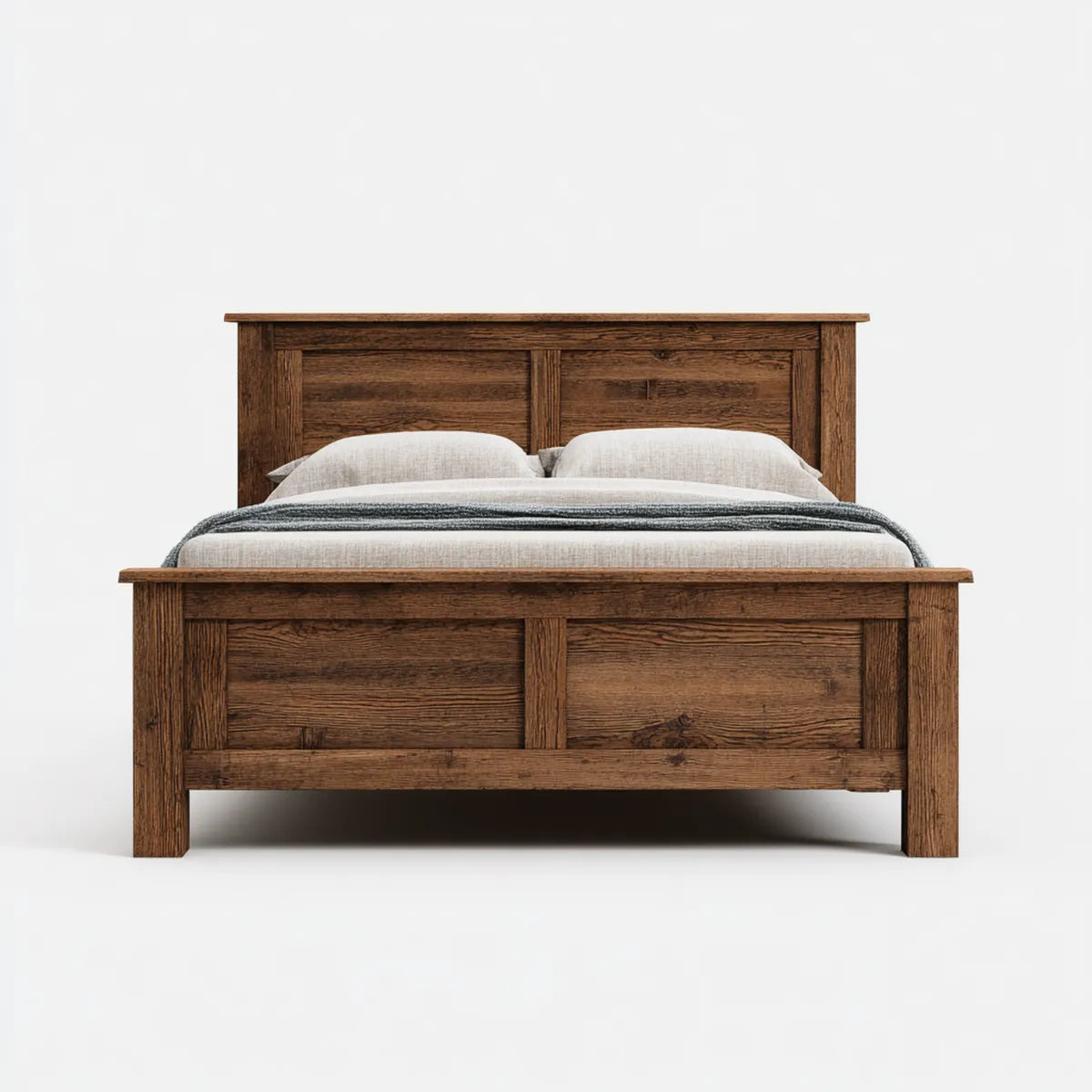 Lit double cadre de lit brun en bois massif rectangulaire 160 x 200 cm