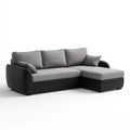 Canapé d’angle 3 places avec méridienne droite gris anthracite noir 260 x 160 x 85 cm polyester et simili cuir PU forme L