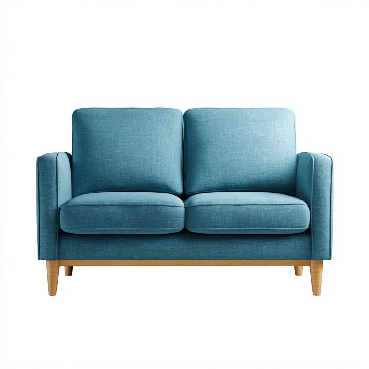Canapé 2 places bleu pétrole 140 x 80 x 85 cm polyester pieds en bois massif forme rectangulaire