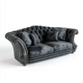 Canapé Chesterfield 3 places gris anthracite en velours de polyester 230 x 100 x 85 cm
