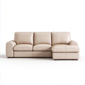 Canapé d'angle 3 places avec méridienne droite beige en cuir synthétique PU forme en L 250 x 160 x 88 cm